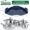 Picture of AUOON Clip On Strainer Silicone for All Pots and Pans, Pasta Strainer Clip on Food Strainer for Meat Vegetables Fruit Silicone Kitchen Colander (Navy)