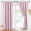 Picture of NICETOWN Pom Pom Blackout Curtains for Girls Bedroom Boho Pink Window Curtains for Nursery Rod Pocket Thermal Insulated Living Room Darkening Curtain Panels for Play Room, 52" W x 84" L, 2 Panels