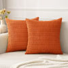 Picture of MIULEE Pack of 2 Decorative Orange Throw Pillow Covers 20x20 Inch Soft Boho Striped Corduroy Pillow Covers Modern Farmhouse Fall Home Decor for Sofa Living Room Couch Bed