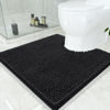 Picture of Smiry Luxury Chenille Toilet Rugs U-Shaped 24x24, Soft Absorbent Non-Slip Contour Bathroom Rugs for Toilet, Machine Washable Contoured Bath Mats, Black