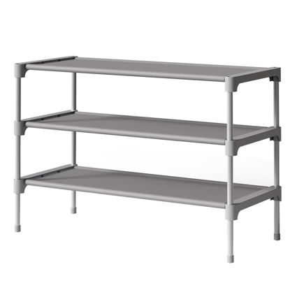 Picture of Kitsure Shoe Rack - Premium Non-Woven Shoe Rack Shelf, Shoe Organizer for Closet, Entryway, Garage & Corridor, Sturdy & Durable Long Stackable Shoe Shelves, Medium, Grey