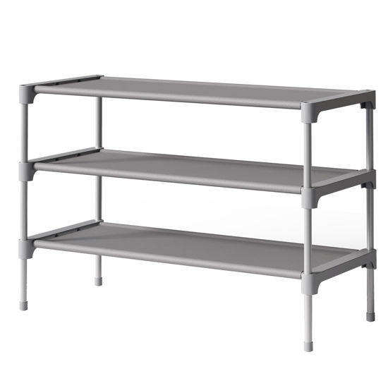 Picture of Kitsure Shoe Rack - Premium Non-Woven Shoe Rack Shelf, Shoe Organizer for Closet, Entryway, Garage & Corridor, Sturdy & Durable Long Stackable Shoe Shelves, Medium, Grey