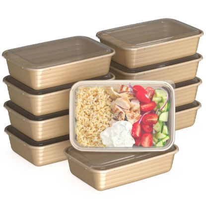 Picture of Bentgo 20-Piece Lightweight, Durable, Reusable BPA-Free 1-Compartment Containers - Microwave, Freezer, Dishwasher Safe - Gold