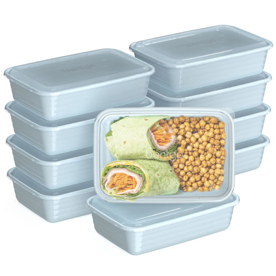 Picture of Bentgo 20-Piece Lightweight, Durable, Reusable BPA-Free 1-Compartment Containers - Microwave, Freezer, Dishwasher Safe - Sky