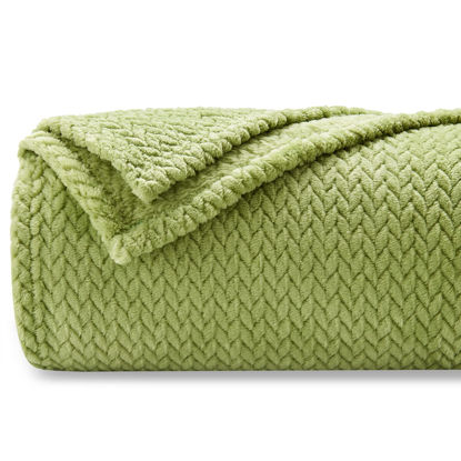 Picture of NEWCOSPLAY Super Soft Throw Blanket Green Premium Silky Flannel Fleece Leaves Pattern Lightweight Bed Blanket All Season Use (Green, Throw(40"x50"))