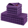 Picture of Homaxy Kitchen Towels and Dishcloths Set, 12 x 12 and 13 x 28 Inches, Set of 8 Bulk Cotton Terry Kitchen Towels Set, Checkered Designed, Soft and Super Absorbent Dish Towels, Purple