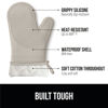 Picture of Gorilla Grip BPA-Free Soft Silicone Oven Mitts, Heat Resistant Thick Cotton Lined Cooking Mitt Set, 14.5" Extra Long Flexible Potholders Protect Hands, Kitchen Essential Waterproof Gloves, Almond