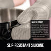 Picture of Gorilla Grip BPA-Free Soft Silicone Oven Mitts, Heat Resistant Thick Cotton Lined Cooking Mitt Set, 14.5" Extra Long Flexible Potholders Protect Hands, Kitchen Essential Waterproof Gloves, Almond
