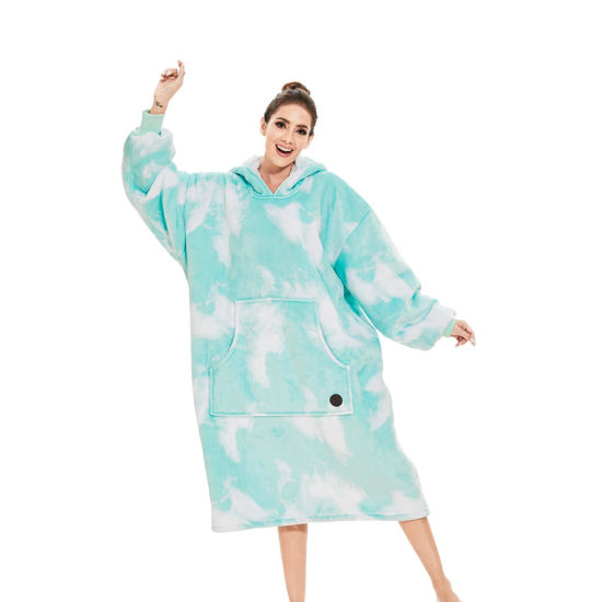 Picture of THREE POODLE Wearable Blanket Hoodie, Oversized Sherpa Sweatshirt Blanket for Adults Women Men, Warm Cozy Hooded Blanket, Gifts for Mom Girlfriend