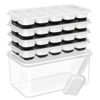 Picture of DOQAUS Ice Cube Tray with Lid and Bin, 4 Pack Silicone Plastic Ice Cubes Trays for Freezer with Box/Container, Stackable with Storage Iced Bucket Kits, Scoop, for Baby Food, Cocktail, Coffee