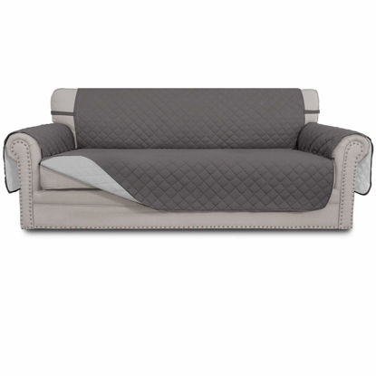 Picture of Easy-Going 4 Seater Sofa Slipcover Reversible Sofa Cover Water Resistant Couch Cover with Foam Sticks Elastic Straps Furniture Protector for Pets Children Dog Cat (XX-Large, Gray/LightGray)