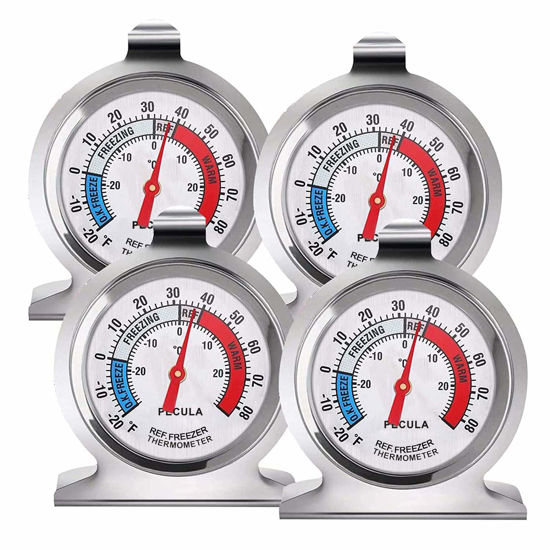 Picture of 4PACK Refrigerator Thermometer -30-30 deg C/-20-80 deg F, Classic Fridge Thermometer Large Dial with Red Indicator Thermometer for Freezer Refrigerator Cooler