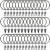 Picture of AMZSEVEN 40 Pack Metal Curtain Rings with Clips, Drapery Clips Hooks, Decorative Curtain Rod Clips 1.5 in Interior Diameter, Silver