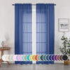 Picture of OWENIE Sheer Curtains 84 Inches Long 2 Panels Set for Bedroom Living Room, Light Filtering Voile Blue Sheer Curtains, Airy Rod Pocket Farmhouse Curtains, Royal Blue, Each 42Wx84L inch