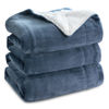 Picture of Bedsure Sherpa Fleece Blankets Queen Size for Bed - Thick and Warm, Soft Fuzzy Plush Queen Blanket for Winter, Slate Blue, 90x90 Inches