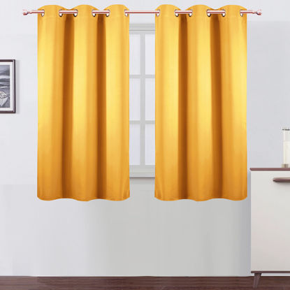 Picture of LEMOMO Yellow Thermal Blackout Curtains/38 x 54 Inch/Set of 2 Panels Room Darkening Curtains for Bedroom
