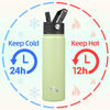 Picture of Konokyo 22oz Stainless Steel Bottles with 3 Lids Sport Insulated Water Bottle,Macaron Green