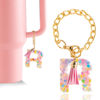 Picture of Letter Charm Accessories for Stanley Cup 1 PCS Cute Initial Keychain Handle Charm for Stanley Tumbler for Women Pink Letter R