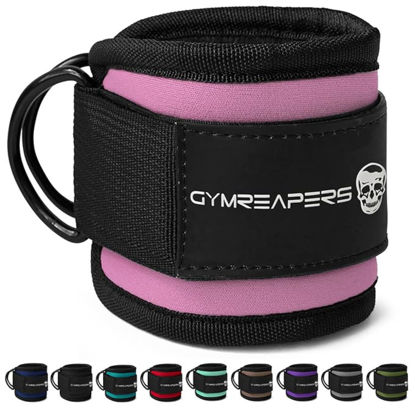 Picture of Gymreapers Ankle Straps (Pair) For Cable Machine Kickbacks, Glute Workouts, Lower Body Exercises - Adjustable Leg Straps with Neoprene Padding (Pink, Pair)