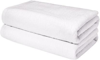 Picture of Amazon Basics - 2 Piece Quick-Dry Oversize Bath Towel, 100% Cotton, White, 62" x 30"