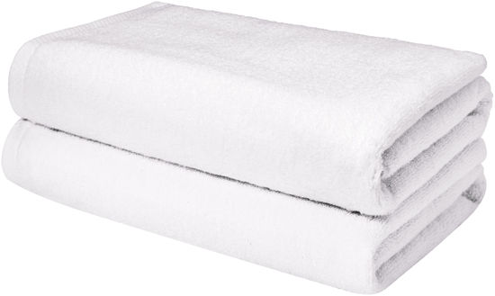 Picture of Amazon Basics - 2 Piece Quick-Dry Oversize Bath Towel, 100% Cotton, White, 62" x 30"