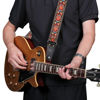 Picture of Nefelibata Guitar Strap, Embroidered Cotton Guitar Straps with Head Cowhide Leather Ends for Bass, Electric & Acoustic Guitars, with Free Strap Button, 1 Pair Strap Locks and 4 Guitar Picks (Saffron)