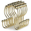 Picture of Goowin Shower Curtain Hooks, 12 Pcs Shower Curtain Rings, Stainless Steel Gold Shower Curtain Hooks Rings Rust Proof, Smooth Sliding Anti-Drop Double Shower Hooks for Shower Curtain, Rods (Gold)