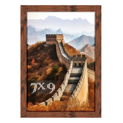 Picture of Picrit 7x9 Picture Frame, Photo Frame for Wall Mounting Display, Brown