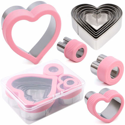 Picture of BakingWorld Heart Cookie Cutter Set,9 Piece Heart Shapes Stainless Steel Cookie Cutters Mold for Cakes Biscuits and Sandwiches,0.98"/1.45"/1.57"/1.96"/2.04"/2.32"/2.75"/3.18"/3.74" Assorted Sizes