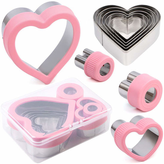 Picture of BakingWorld Heart Cookie Cutter Set,9 Piece Heart Shapes Stainless Steel Cookie Cutters Mold for Cakes Biscuits and Sandwiches,0.98"/1.45"/1.57"/1.96"/2.04"/2.32"/2.75"/3.18"/3.74" Assorted Sizes