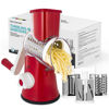 Picture of X Home Rotary Cheese Grater for Kitchen, Shredder with 3 Interchangeable Blades, Rotary Grater with Handle and Strong Suction Base, for Vegetables, Fruit, Nuts, Easy to Use and Clean, Red