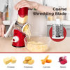 Picture of X Home Rotary Cheese Grater for Kitchen, Shredder with 3 Interchangeable Blades, Rotary Grater with Handle and Strong Suction Base, for Vegetables, Fruit, Nuts, Easy to Use and Clean, Red