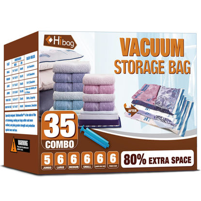 Picture of Vacuum Storage Bags, Space Saver Vacuum Seal Storage Bags 35-Pack Sealer Bags for Clothes, Clothing, Bedding, Comforter, Blanket (35C)