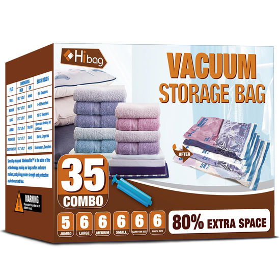 Picture of Vacuum Storage Bags, Space Saver Vacuum Seal Storage Bags 35-Pack Sealer Bags for Clothes, Clothing, Bedding, Comforter, Blanket (35C)