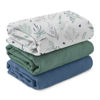 Picture of Muslin Swaddle Blankets for Newborn, 3 Pack Breathable Soft Receiving Blanket, Large 38 x 40 inches Swaddle Wrap Burping Clothes Diapers, Essentials Infant Shower Items, Toddler Gift (Fawn & Leaves)