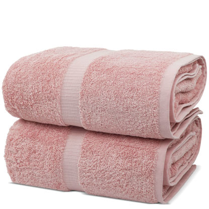 Picture of Chakir Turkish Linens, 100% Cotton Premium Quality Turkish Bath Sheets (35''x70'' Large Bath Sheet Towels - Pink)