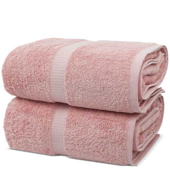Picture of Chakir Turkish Linens, 100% Cotton Premium Quality Turkish Bath Sheets (35''x70'' Large Bath Sheet Towels - Pink)