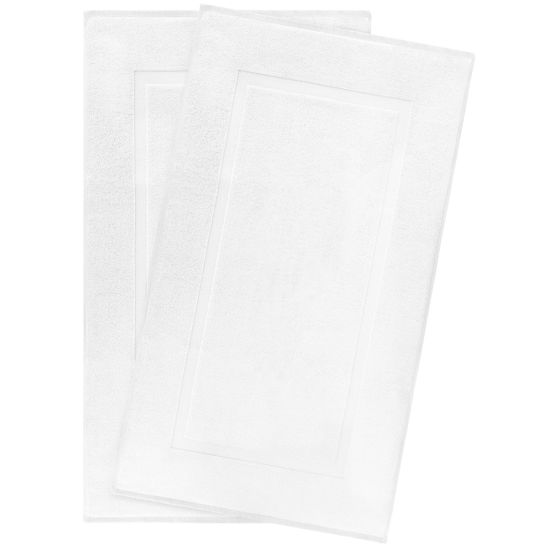 Picture of Cotton Paradise 100% Cotton Bath Mats for Bathroom Floor Set of 2 Pack, 20x34 Soft Absorbent Washable Quick Dry Tub Bathmat, White Towel Bath Mat
