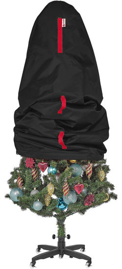 Picture of Upright Christmas Tree Storage Bag - For Topiary Trees up to 9 ft Tall - Holiday Tree Covers, for Christmas Trees and Topiary Trees Durable, Lightweight, Easy, Vertical Xmas Storage Bags - Black