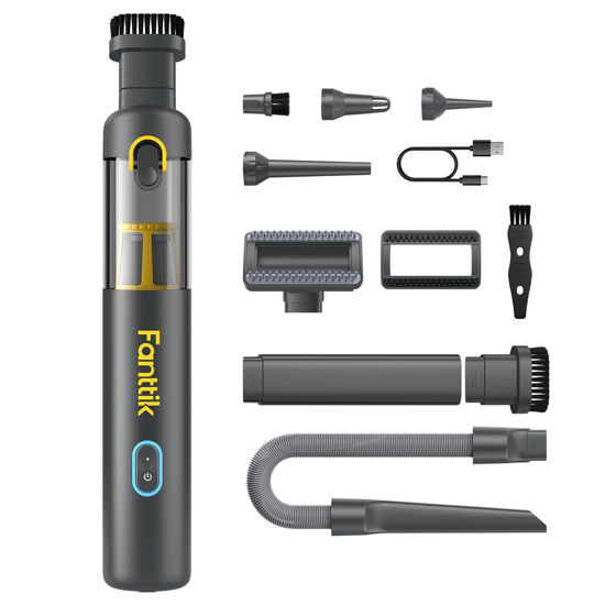 Picture of Fanttik Slim V8 Apex Cordless Car Vacuum, 19000PA Suction Power, 4 in 1 Portable Mini Vacuum, Type-C Charge, 2 Suction Modes, Handheld Vacuum for Car, Office Desk, Keyboards, Gray