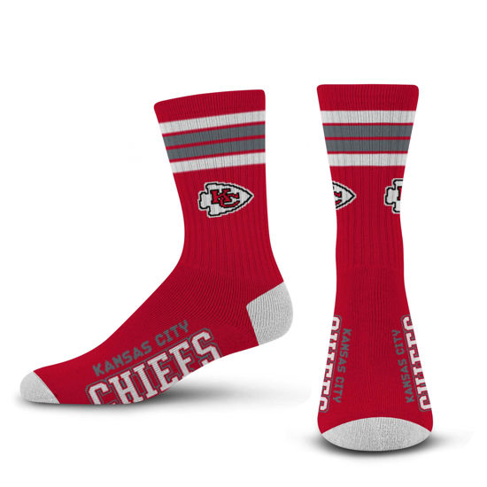 Picture of For Bare Feet NFL 4 Stripe Deuce Crew Sock, Kansas City Chiefs, Medium