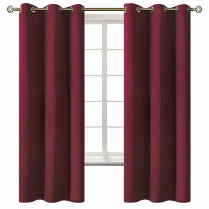 Picture of BGment Christmas Red Blackout Curtains for Bedroom - Grommet Thermal Insulated Room Darkening Curtains for Living Room, Set of 2 Curtain Panels (42 x 63 Inch, Burgundy)
