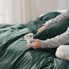 Picture of Bedsure Duvet Cover Queen Size - Soft Double Brushed Bedding Set for Kids & Adults, Zipper Closure, 3 Pieces, Includes 1 Duvet Cover (90"x90") & 2 Pillow Shams, NO Comforter, Forest Green
