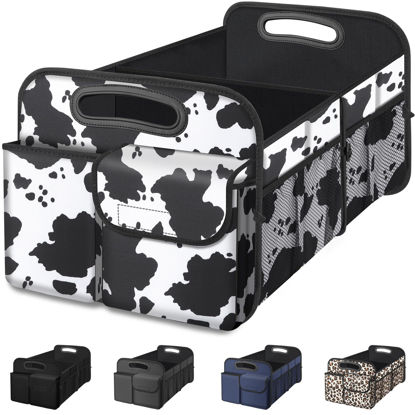Picture of Femuar Car Trunk Organizer, Car Storage Organizer with Large Capacity Waterproof Collapsible Trunk Organizer for Car Suv/Jeep/Sedan (Cow print, Standard)