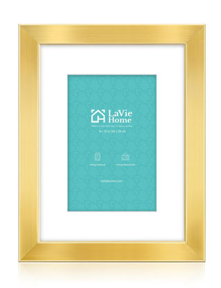 Picture of LaVie Home 8x10 Picture Frame Gold, 8 x 10 Frame with High Definition Plexiglass, Horizontal or Vertical Wall Wood Gallery Picture Frames Suitable for Picture Display, 1pc