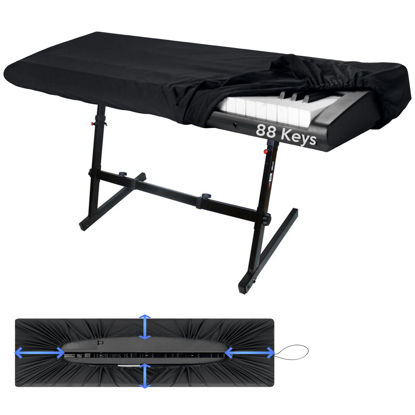Picture of Piano Keyboard Dust Cover, 88 Keys Piano Music Keyboard Dirt Proof Cover Stretchy Electronic Keyboard Piano Cover Electronic Keyboard Cover With Durable Elastic & Cord Lock Must Have Piano Accessories