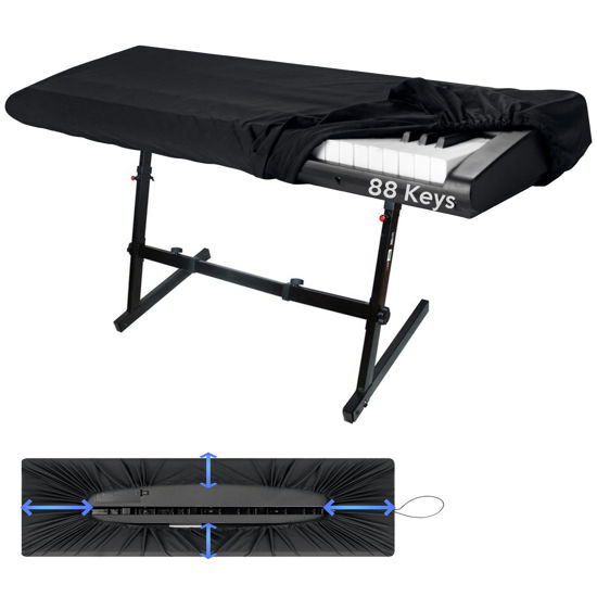 Picture of Piano Keyboard Dust Cover, 88 Keys Piano Music Keyboard Dirt Proof Cover Stretchy Electronic Keyboard Piano Cover Electronic Keyboard Cover With Durable Elastic & Cord Lock Must Have Piano Accessories