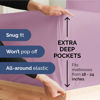 Picture of Extra Deep King Fitted Sheet - Hotel Luxury Single Fitted Sheet Only - Easily Fits 18 inch to 24 inch Mattress - Soft, Wrinkle Free, Breathable & Comfy Extra Deep Pockets Light Lavender Fitted Sheet