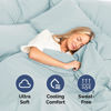 Picture of Extra Deep Cal King Fitted Sheet - Hotel Luxury Single Fitted Sheet Only - Easily Fits 18 inch to 24 inch Mattress - Soft, Wrinkle Free, Breathable And Comfy - Extra Deep Pockets Ice Blue Fitted Sheet