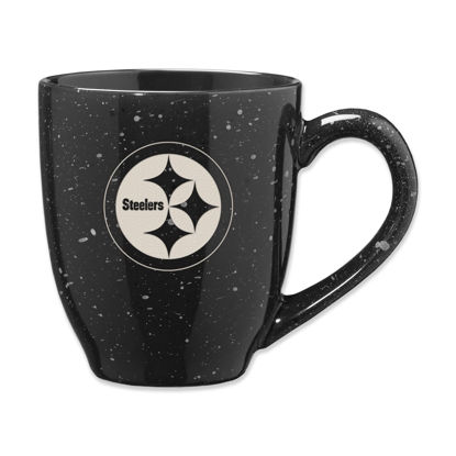 Picture of Rico Industries NFL Football Pittsburgh Steelers Primary 16 oz Team Color Laser Engraved Ceramic Coffee Mug, SPK2301BK